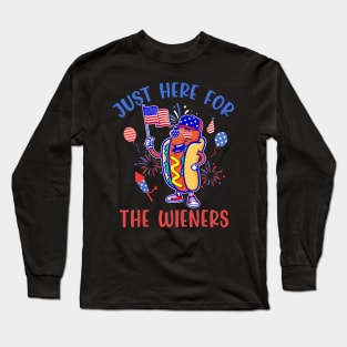 I'm Just Here For The Wieners 4th Of July Hot Dog Gift For Men Women Long Sleeve T-Shirt